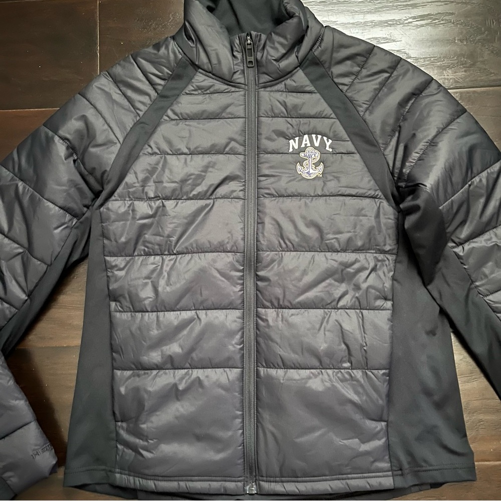 Under Armour US Navy Quilted Puffer Jacket Black Womens Medium